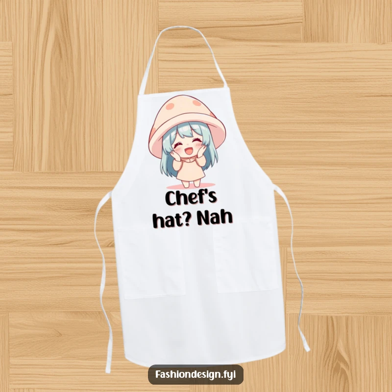 Funny Apron: A character giggles uncontrollably while trying on a comically oversized hat, bringing humor to the kitchen.