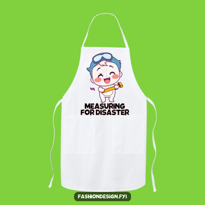 Funny Measuring Tape Apron: Happy Character for Focused Kitchen Excitement