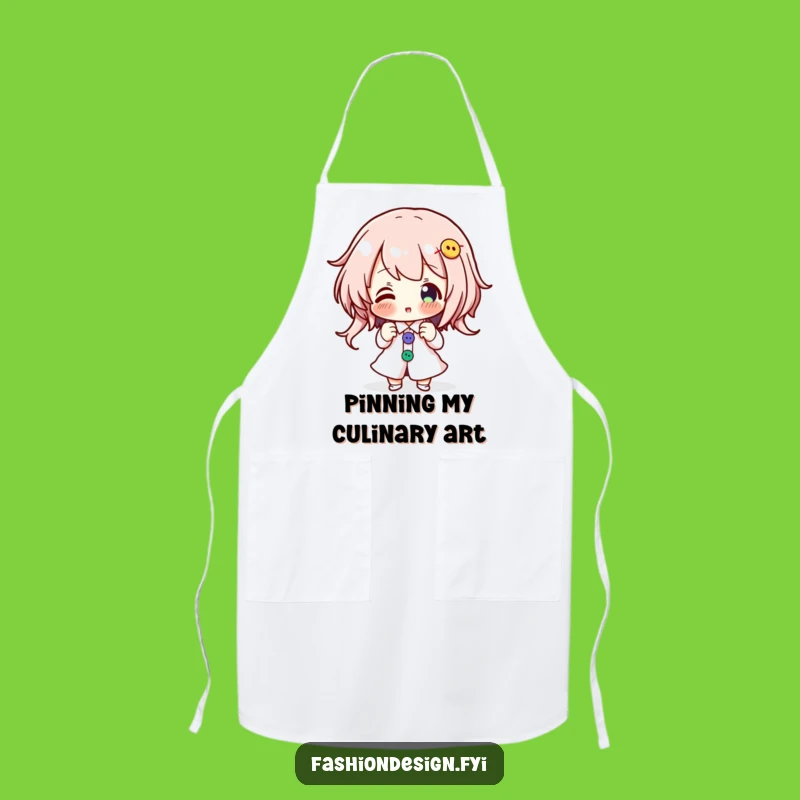 Funny Button Pinning Apron - Enthusiastic Character's Creative Protection