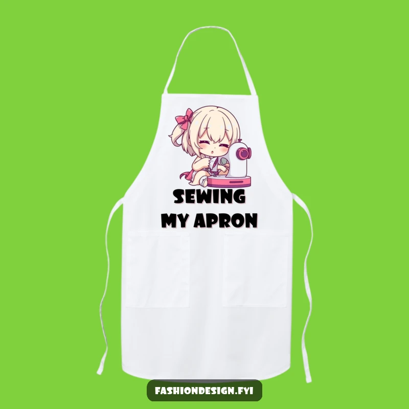 Funny Seamstress Apron: Dramatic Character with Sewing Machine, Kitchen Humorous Gift