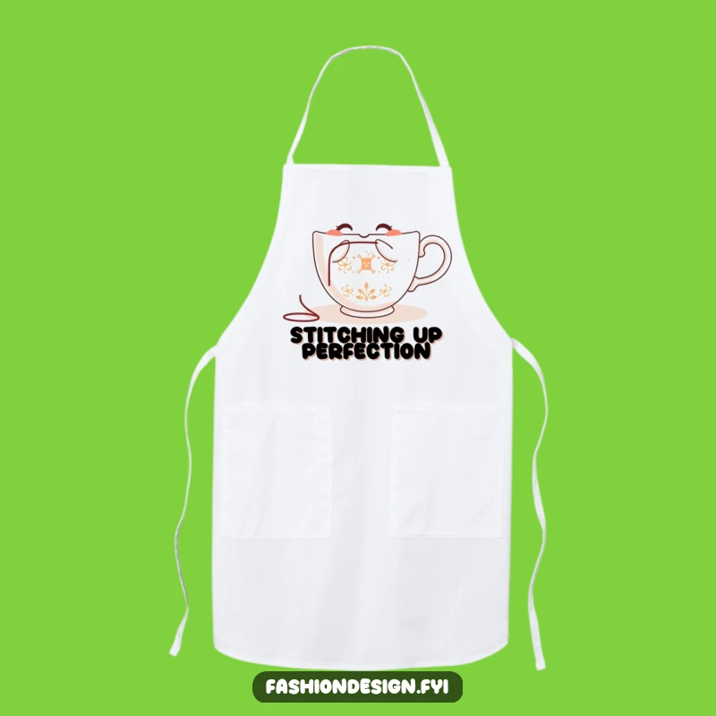 Funny Teacup Embroidering Apron: Keep Clean While Crafting with Humorous Style