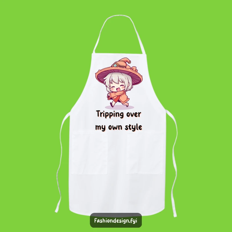 Funny Tripping Character Apron - Oversized Hat Kitchen Gag Gift