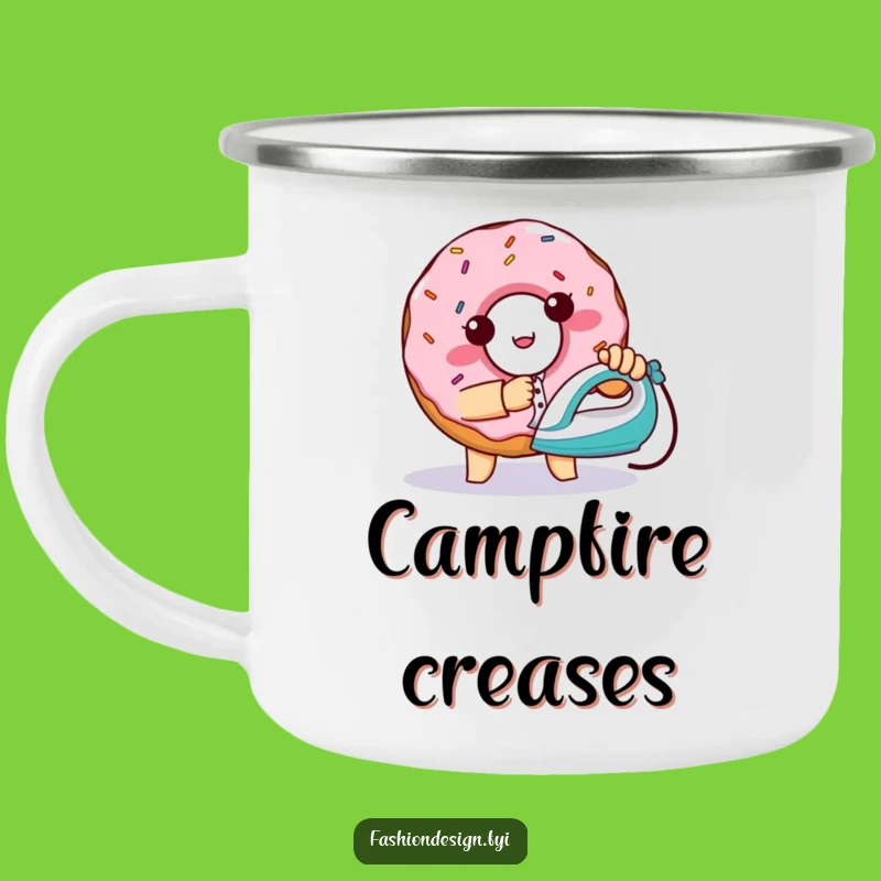 Funny Donut Ironing Camping Mug: Mischievous Baker's Outdoor Sweet Gift