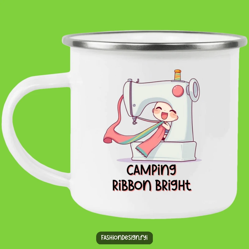 Funny Ribbon Pull Camping Mug, Sewing Adventures, Hilarious Outdoor Gift