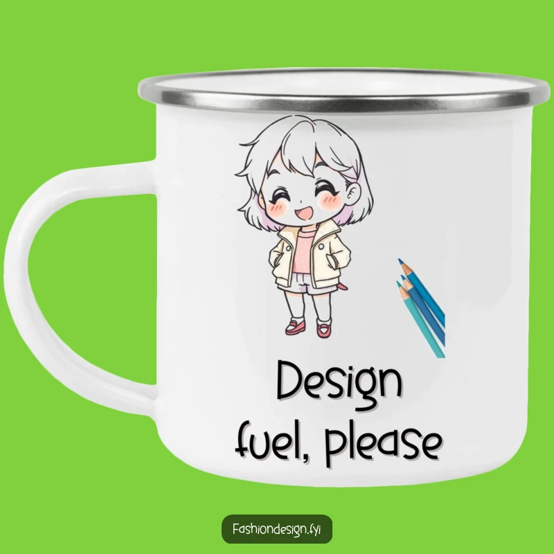 Funny Fashion Sketch Camping Mug: Outdoor Designer Drinkware, Great Funny Gift for Campers