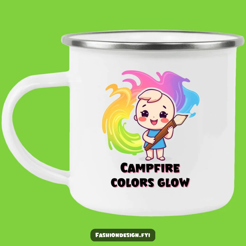 Funny Artist Camping Mug: Paintbrush & Swirls - Outdoor Art!