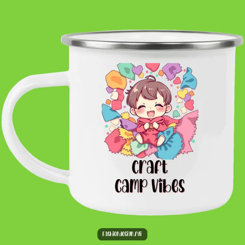 Funny Camping Mug: Giggling Crafter's Perfect Companion for Fabric Scrap Escapes