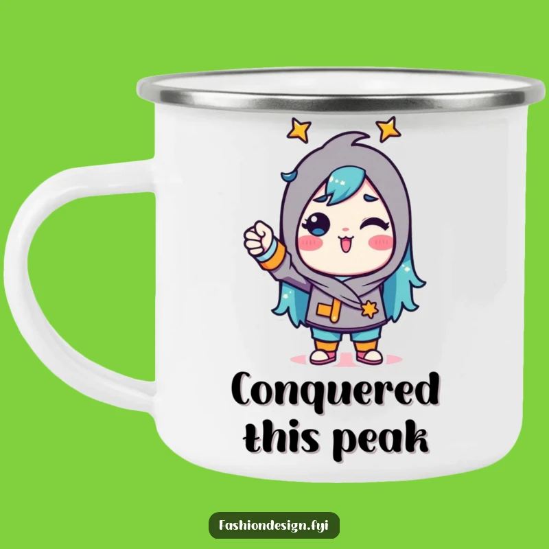 Funny Confident Seamstress Camping Mug: Pinning fabric outdoors, a rugged funny gift.