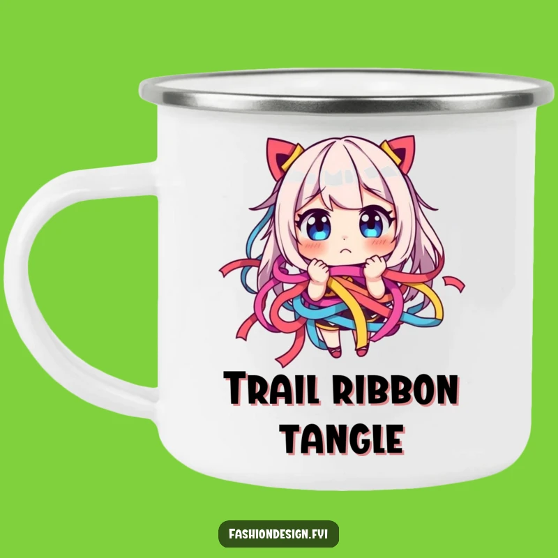 Funny Ribbon Tangle Camping Mug: Adventure with Comical Entanglements