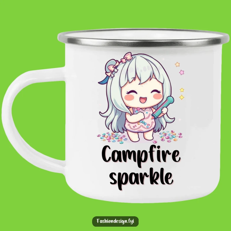Funny Sequin Gluer Camping Mug: Sparkly Adventures Funny Gift