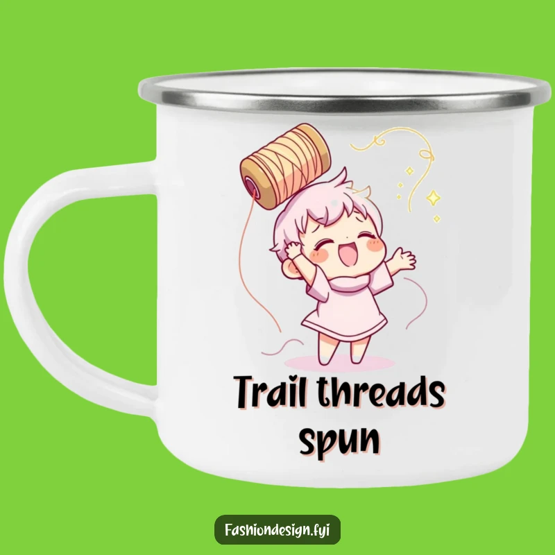 Funny Sewing Camping Mug: Thread Toss - Crafty Adventures!