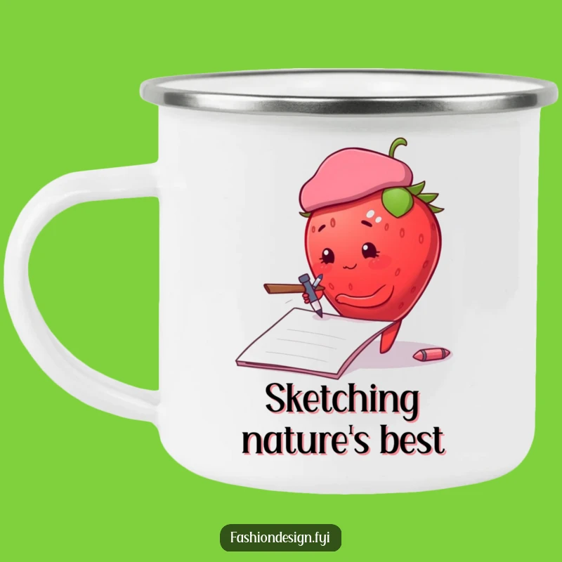 Funny Strawberry Artist Camping Mug: Artistic and Hilarious Outdoor Gift