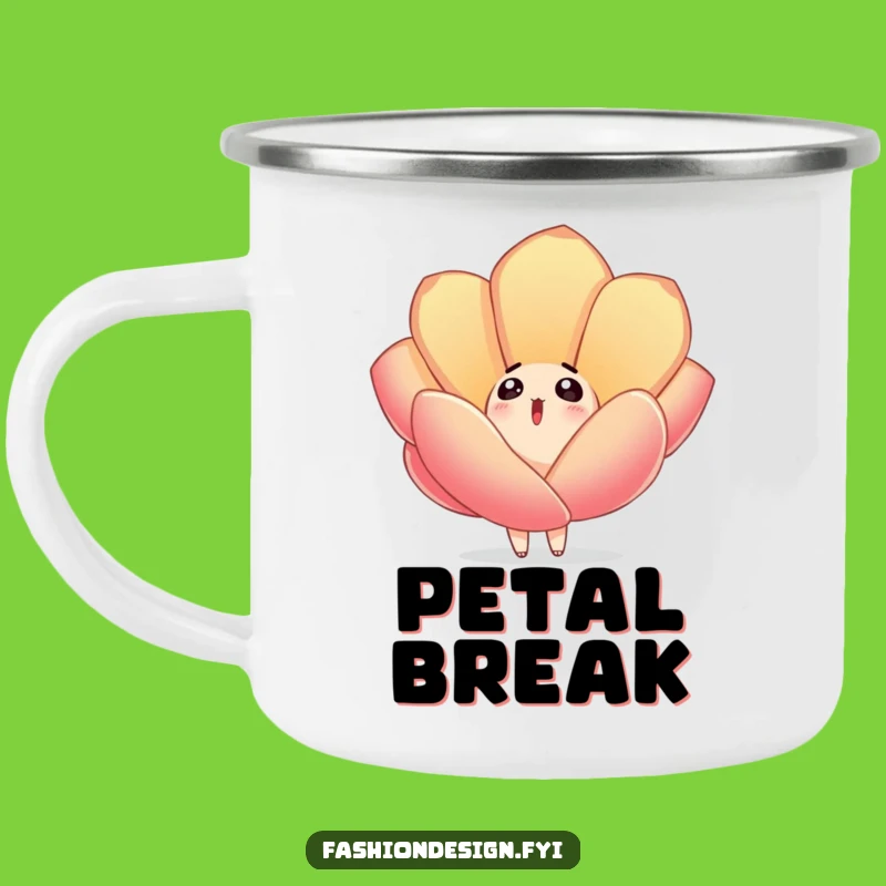 Funny Surprised Petal Fall Camping Mug: Adventure with Whimsical, Humorous Style