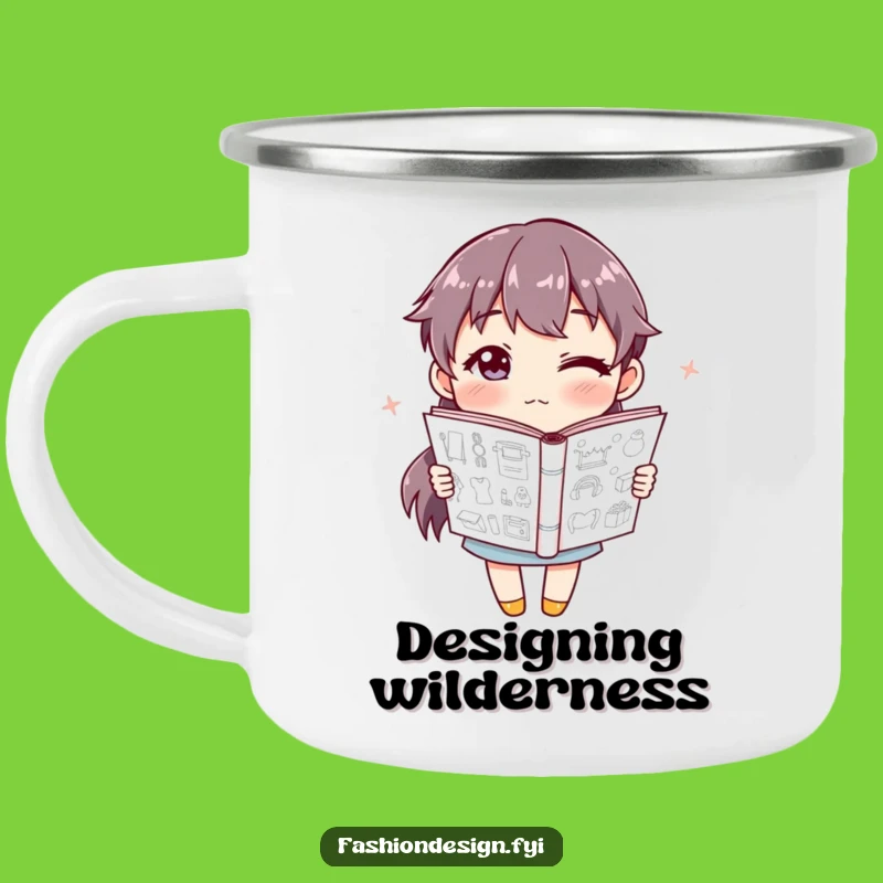Funny Winking Designer Camping Mug: Sketchbook adventures, a rugged funny gift.