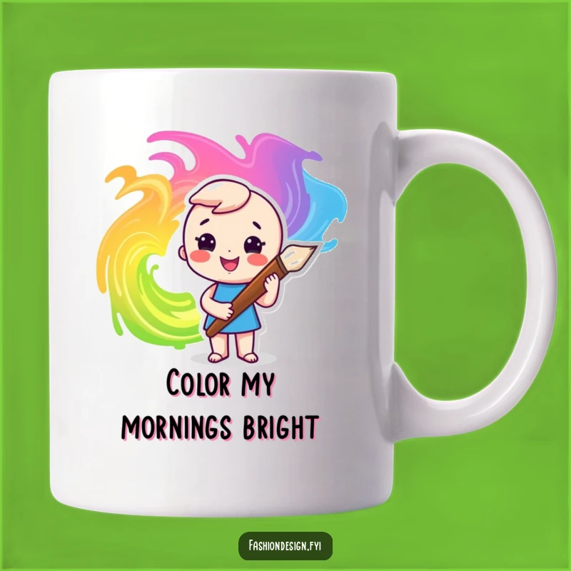 Funny Artist Character Mug: Paintbrush & Swirls - Creative Fun Gift!