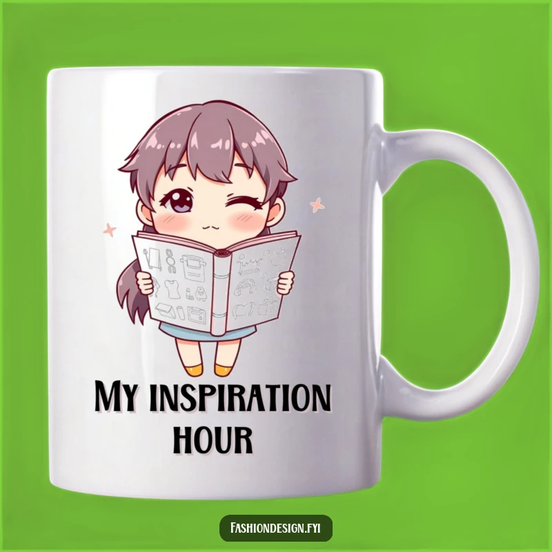 Funny Designer Mug: Winking artist with sketchbook, a cool funny gift for creators.