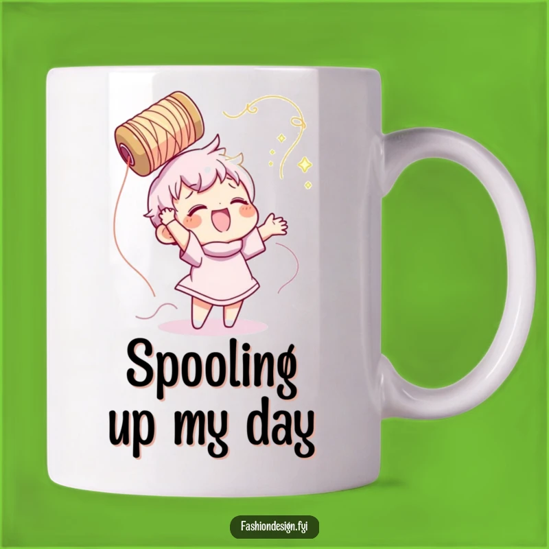 Funny Sewing Character Mug: Thread Toss - Crafty Fun Gift!