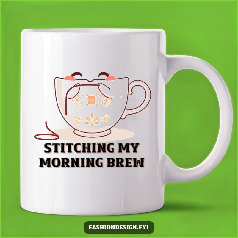 Funny Teacup Embroidering Mug: A Whimsical Gift for Crafters and Coffee Lovers