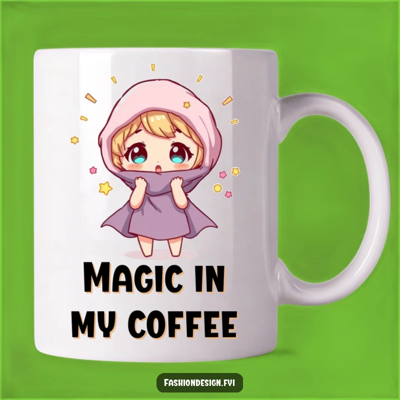 Funny Magical Fabric Mug: Surprised Character, Whimsical Humorous Gift