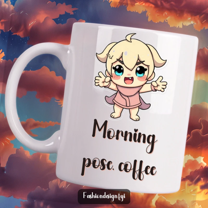 Funny Model Mug showing a character striking a dramatic and funny pose with confidence and flair, perfect for fashion enthusiasts.