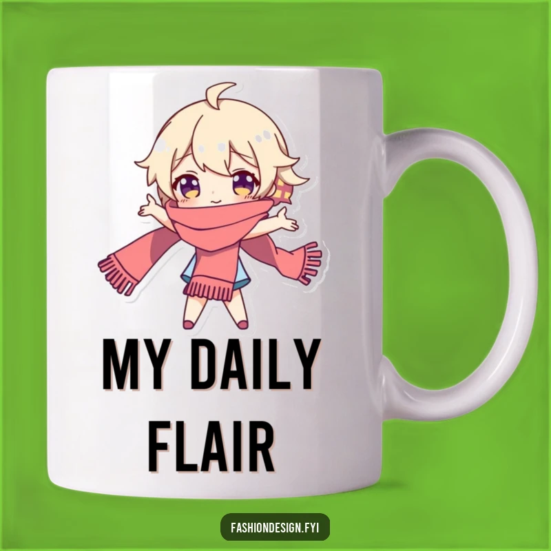 Funny Dramatic Scarf Pose Mug: Playful Character for Theatrical Fun