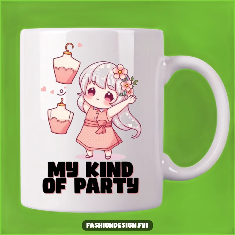 Funny Florist Mug: Playful Mannequin Head Toss with Sparkly Apron Humor