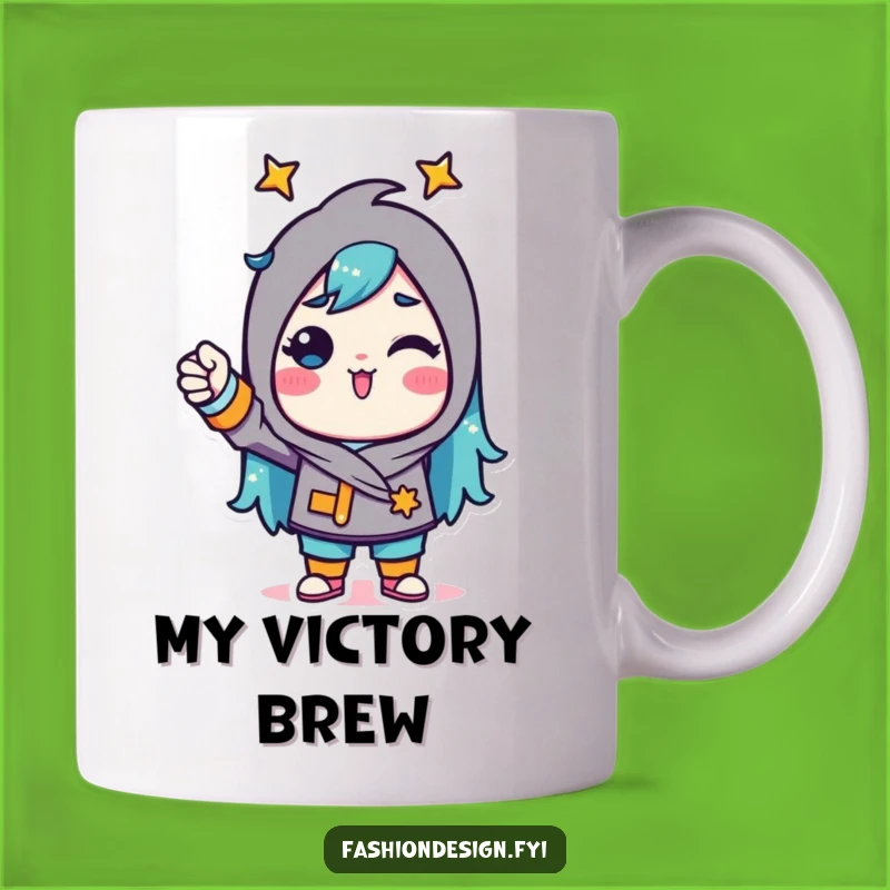 Funny Confident Seamtress Mug: Triumphantly pinning fabric, a perfect funny gift for artisans.