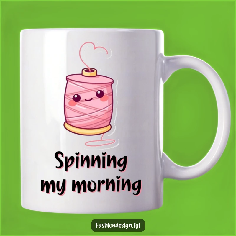 Funny Thread Spool Mug: Cheerful Twirling Motion Funny Gift Idea