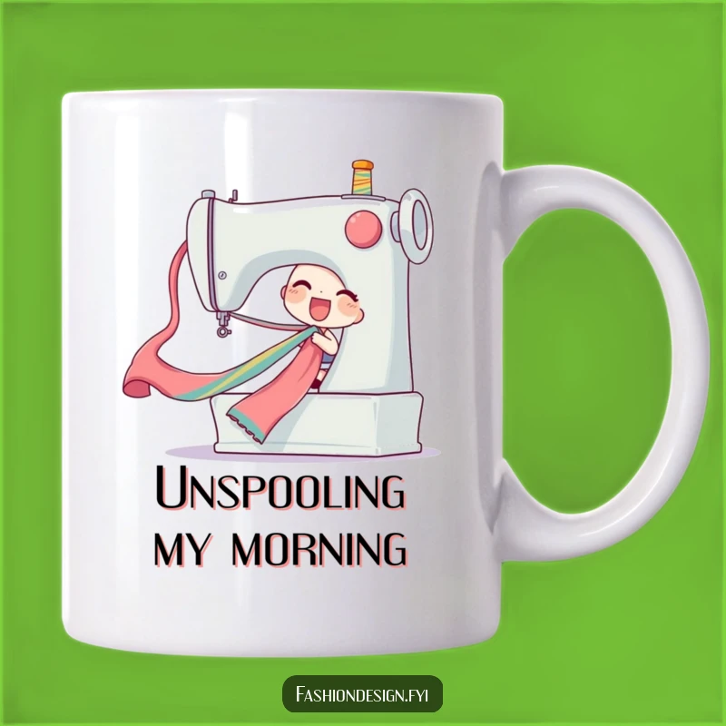 Funny Ribbon Pull Mug, Sewing Machine Surprise, Delightful Gift