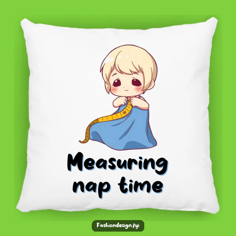 Comfortable Funny Fabric Measuring Pillow. Cozy up with a humorous sewing design.