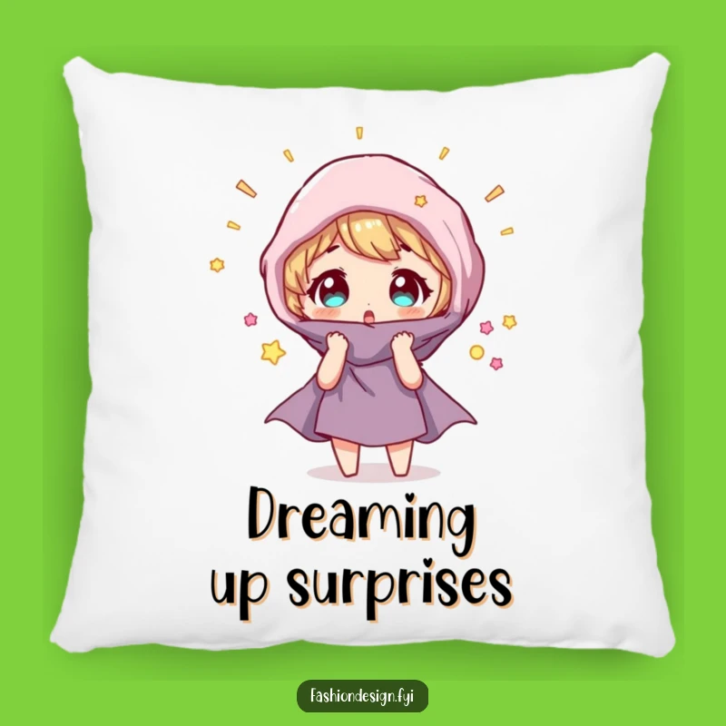 Funny Magical Fabric Pillow: Surprised Character, Cozy Humorous Gift