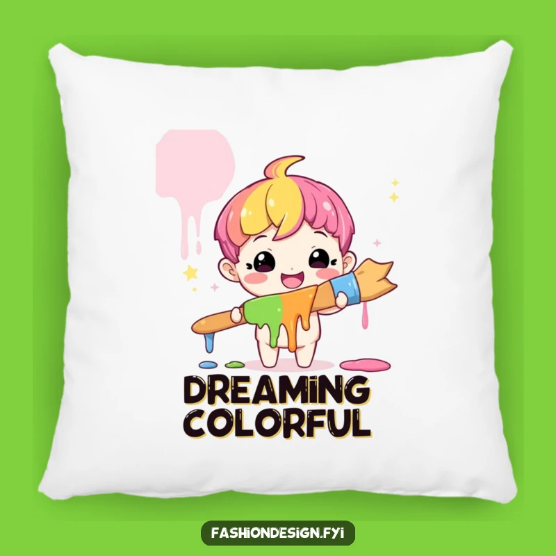 Funny Artist Rainbow Pillow: Cuddle Up with Creative Dreams and Humorous Comfort