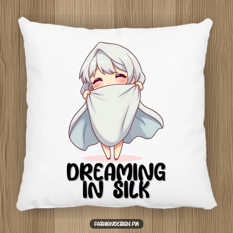 Funny Pillow featuring a cheerful character elegantly draping cloth, adding artistic and humorous flair to any room.