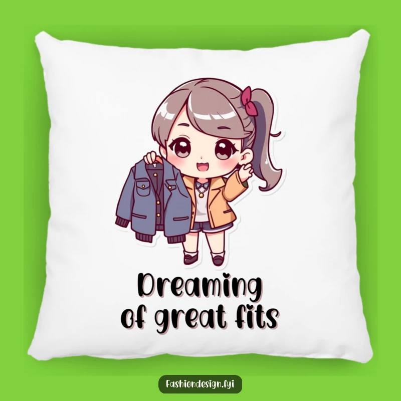 Funny Fashionista Pillow: Stylish Character with New Garment, Comfy Humorous Gift