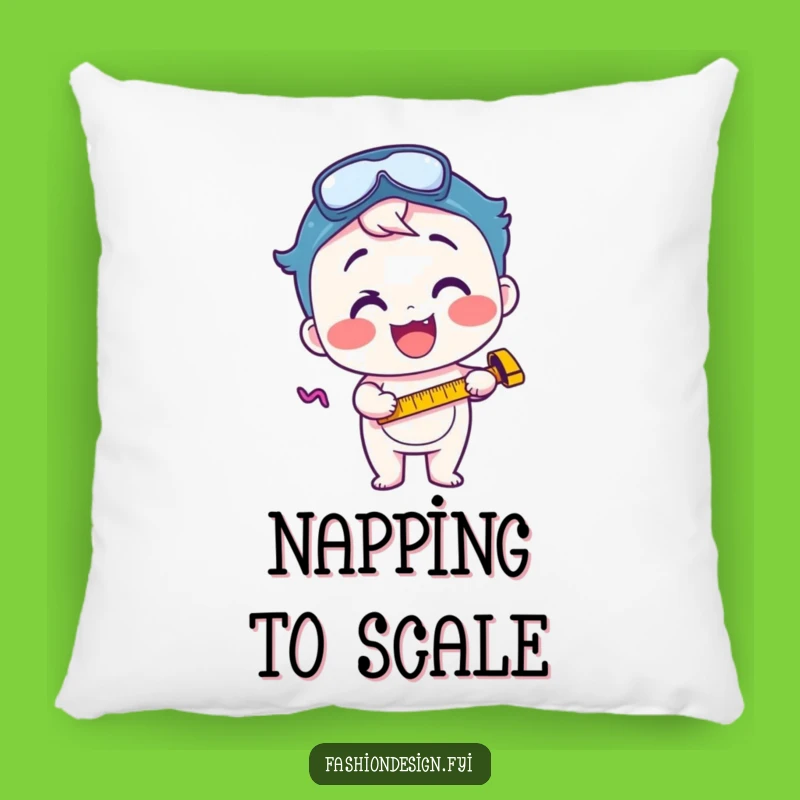 Funny Focused Excitement Pillow: Cozy Character with Measuring Tape Comfort