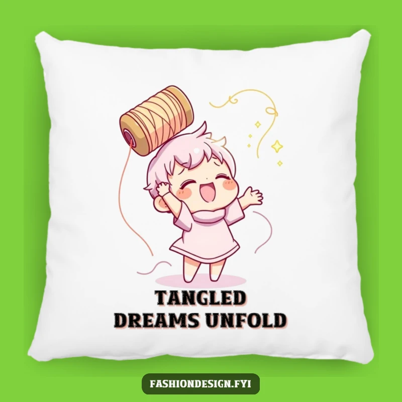 Funny Sewing Pillow: Shimmering Thread Toss - Cozy Craft Corner!