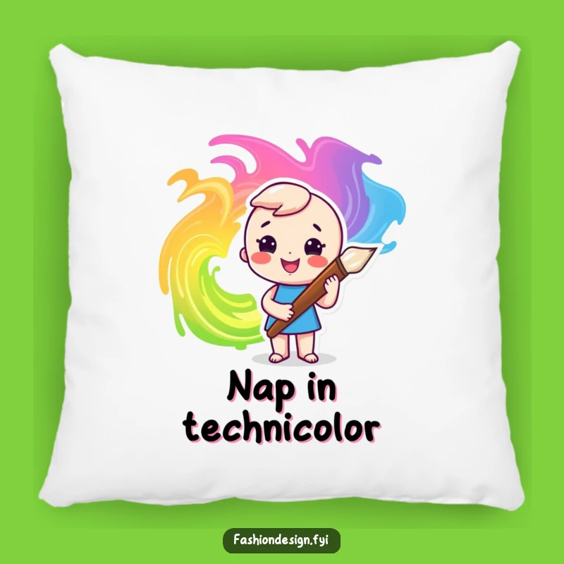 Funny Artist Pillow: Paintbrush & Swirls - Cozy Creative Comfort!