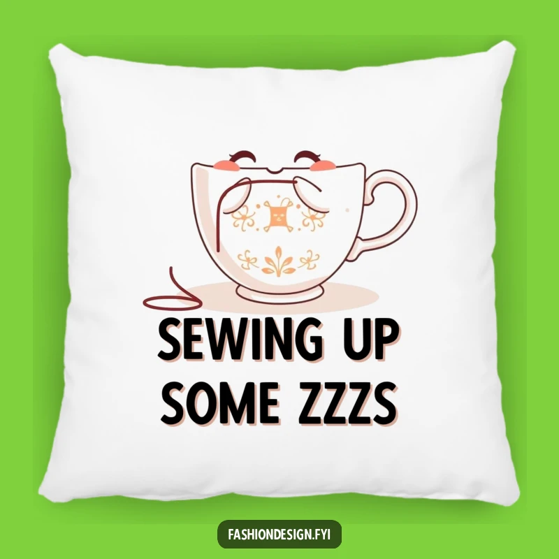 Funny Teacup Embroidering Pillow: Comforting Decor with a Stitch of Humorous Charm