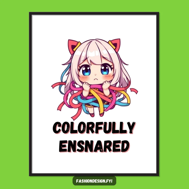 Funny Ribbon Tangle Digital Art: Instant Comical Chaos Print