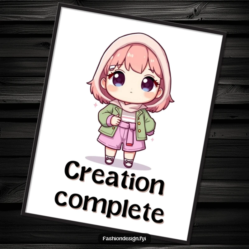 Funny digital art print of a proud character triumphantly presenting their amazing fashion creation, perfect for inspiring spaces.