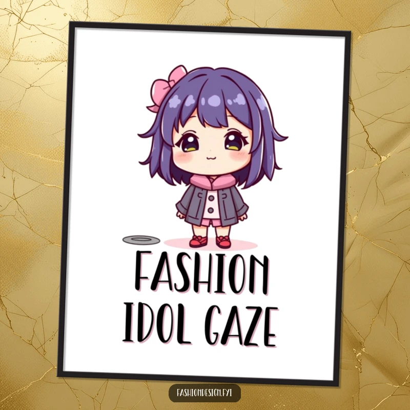 Funny digital art print of a beaming character admiring a colorful mannequin, perfect for fashion enthusiasts and art lovers.