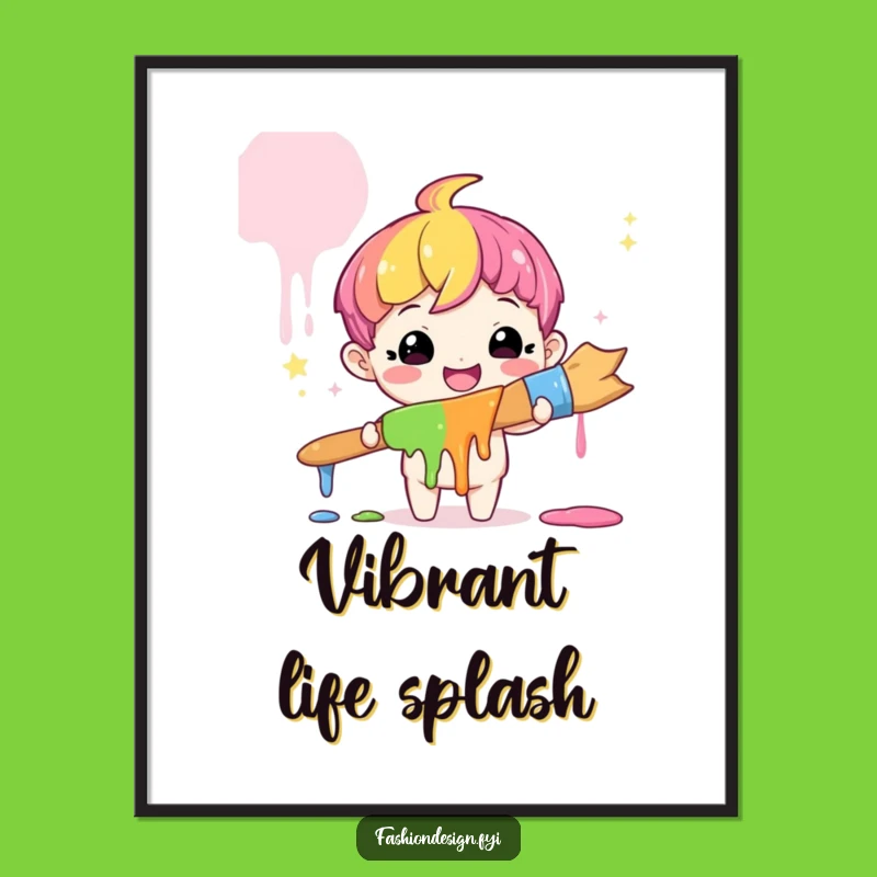 Funny Artist Rainbow Digital Art: Printable Joyful Amazement and Vibrant Creativity