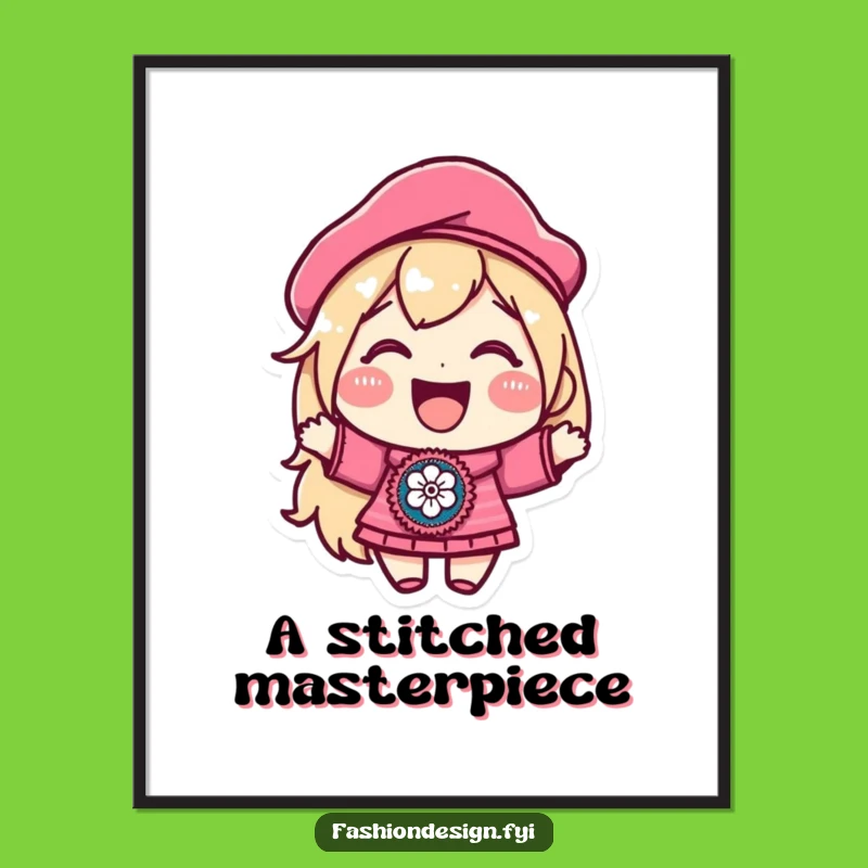 Funny Beret Patch Digital Print: Joyful Character Art for Instant Decor