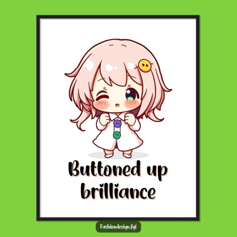 Funny Button Pinning Digital Art - Enthusiastic Character's Crafty Decor