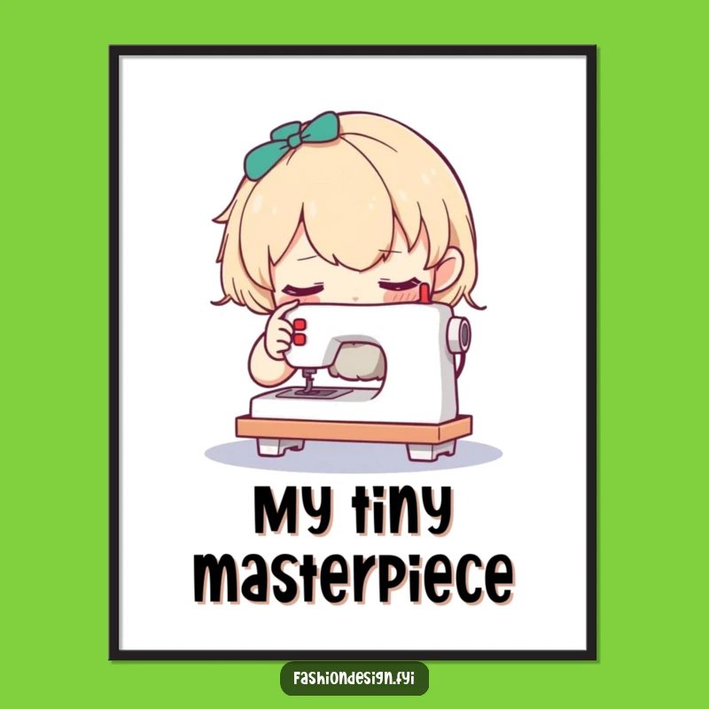 Funny Curious Character Sewing Digital Art: Miniature Craft Printable Gift