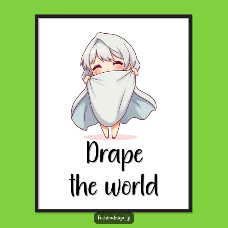 Funny Elegant Drape Art Print: Cheerful cloth motion, a downloadable funny gift.