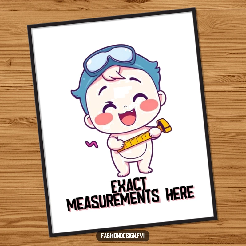 Funny digital art print of a happy, excited character using a measuring tape, perfect for DIY lovers and crafters.