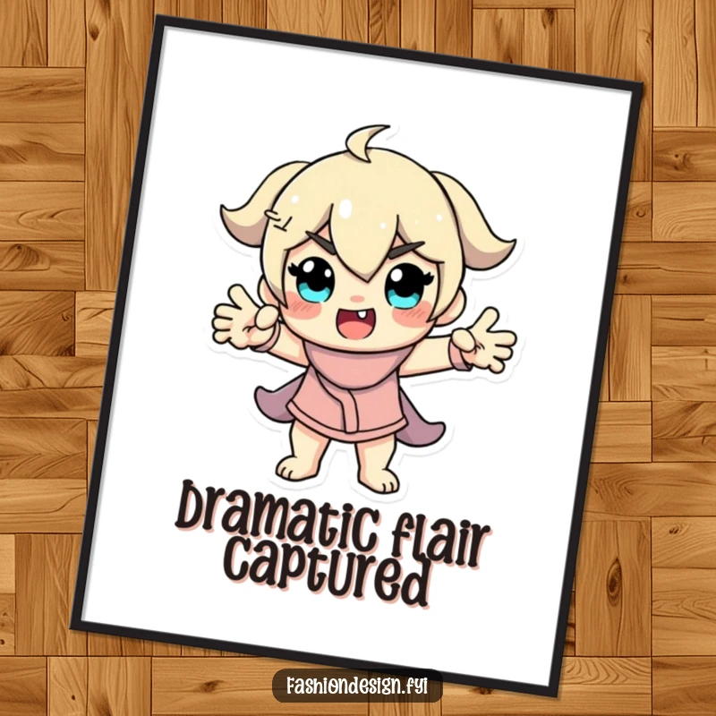 Funny Model Digital Art Print showing a character in a dramatic, funny pose, perfect for adding a bold and humorous touch to decor.