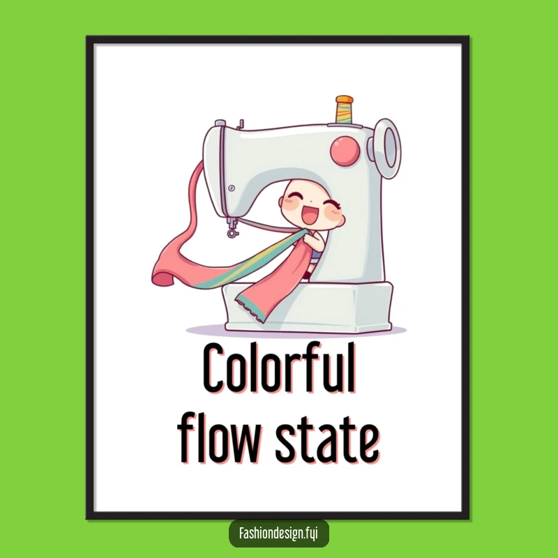 Funny Ribbon Pull Print, Joyful Digital Art for Sewing Spaces