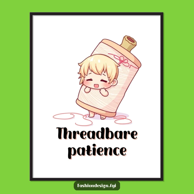 Funny Thread Struggle Digital Art - Cute Character's Gigantic Spool Decor